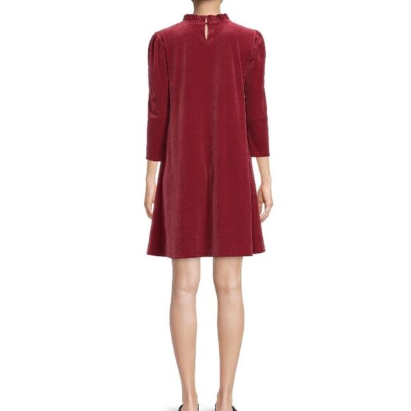 Velvet Ruffled Neck Dress - Picture 4 of 8